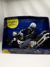 Motorcycle Skeleton Bad to the Bone Animated Halloween Decoration Toy Lights Up