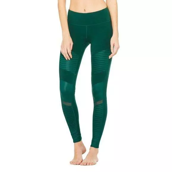 ALO MOTO Pants Evermint Emerald Green Legging Yoga Shine S run BLOGGER  HOLLYWOOD