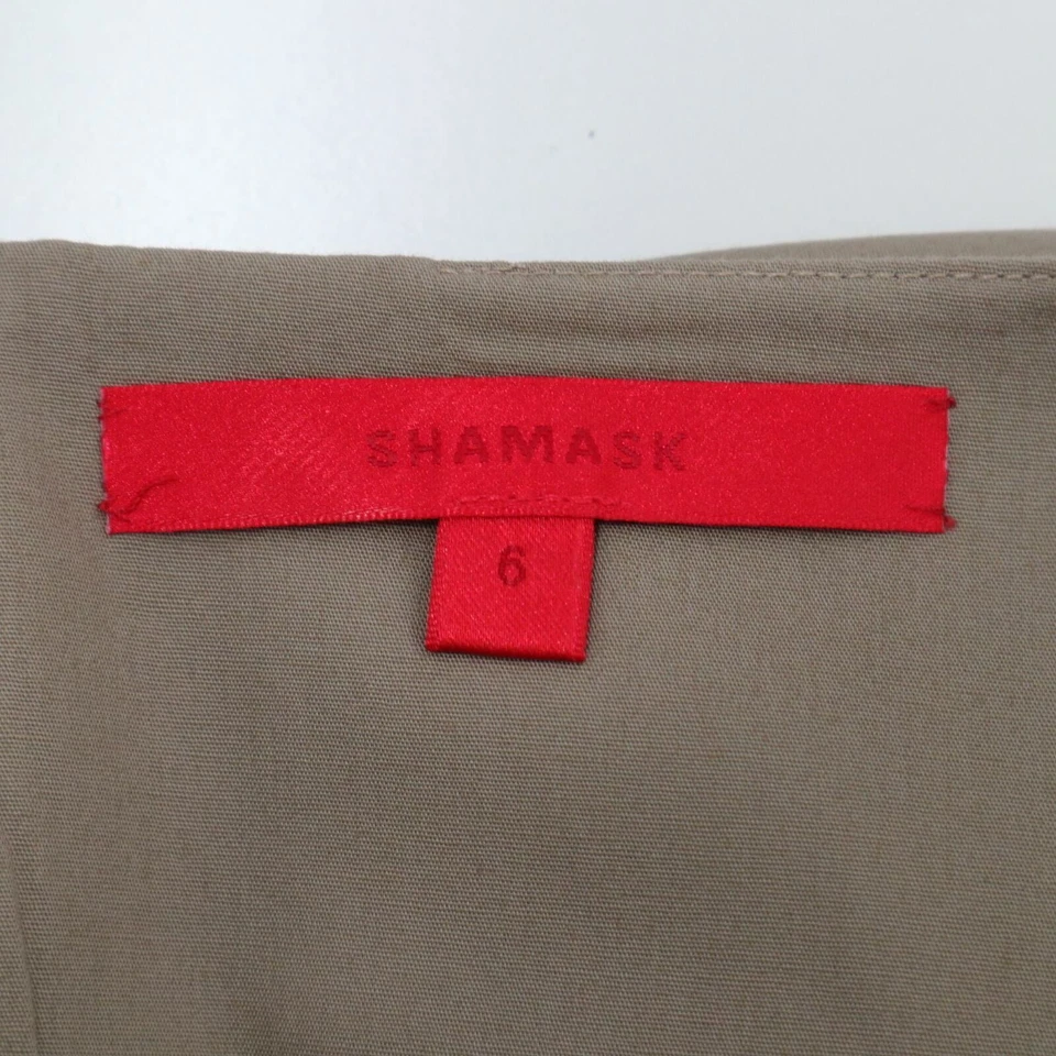 Shamask A-Line Skirt Womens 6 Asymmetrical Hem Taupe Beige Cotton Lagenlook USA - Image 3 of 4