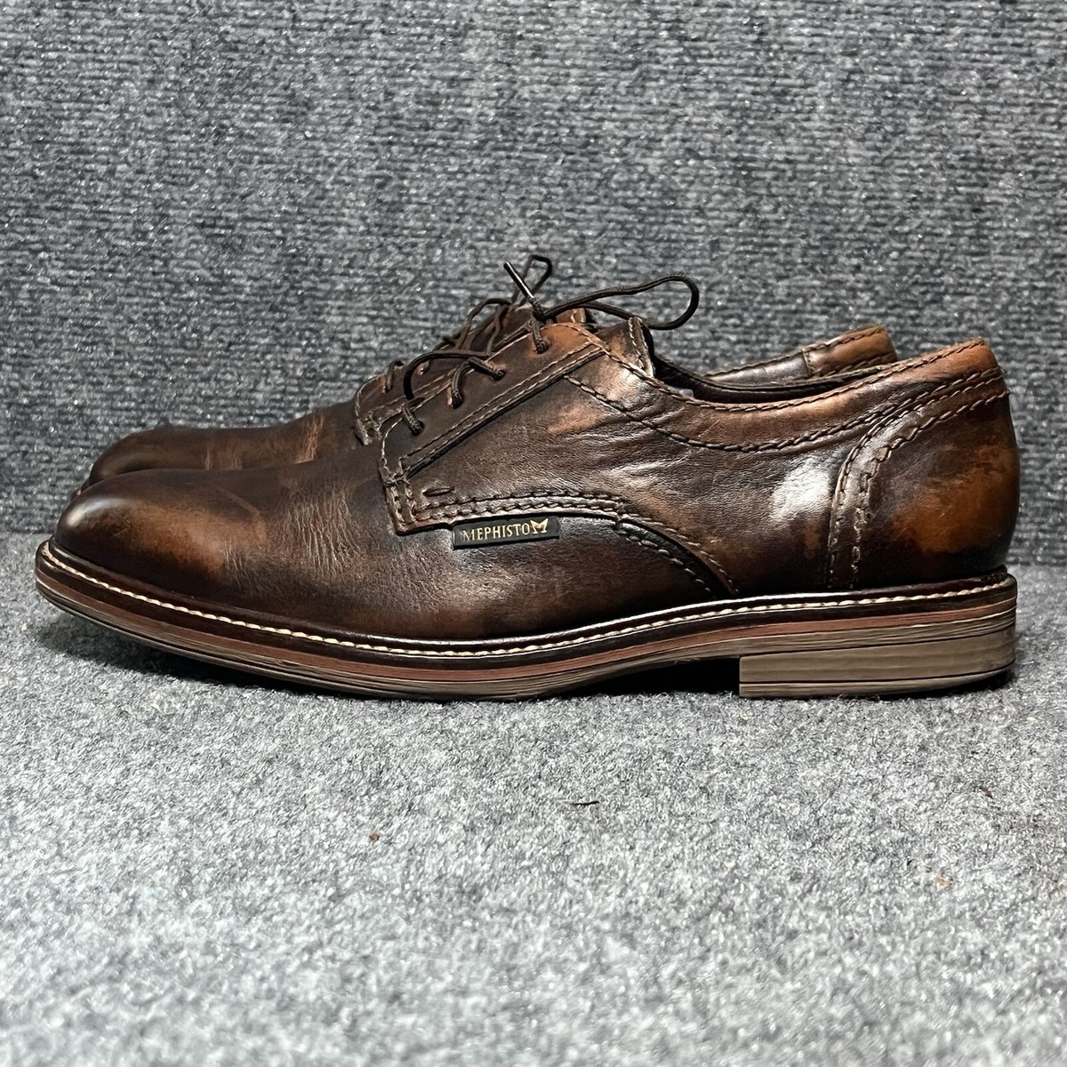 Mephisto Men\'s | Waino Leather Derby Shoes in Patina Brown | Size 11.5 Mephisto Shoes Mens US 8.5 Derby Waino Brown Leather Air Jet  main image 3