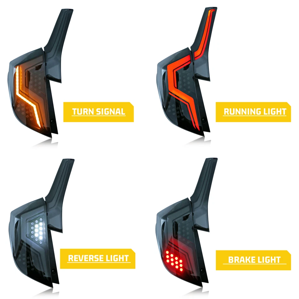 Lente de humo para Honda Fit Jazz 2014-2019 animación lámpara de freno trasera luz trasera LED Foto 2 de 4
