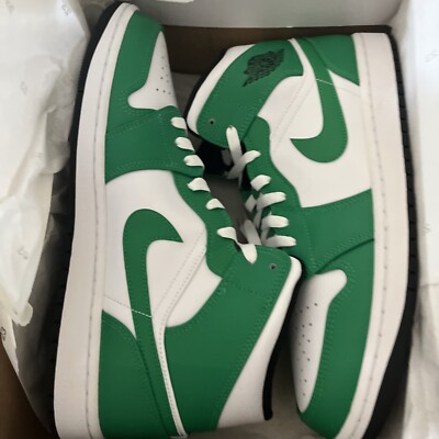Nike Mens White Green Air Jordan 1 Mid DA8426-301 Basketball  display picture 1