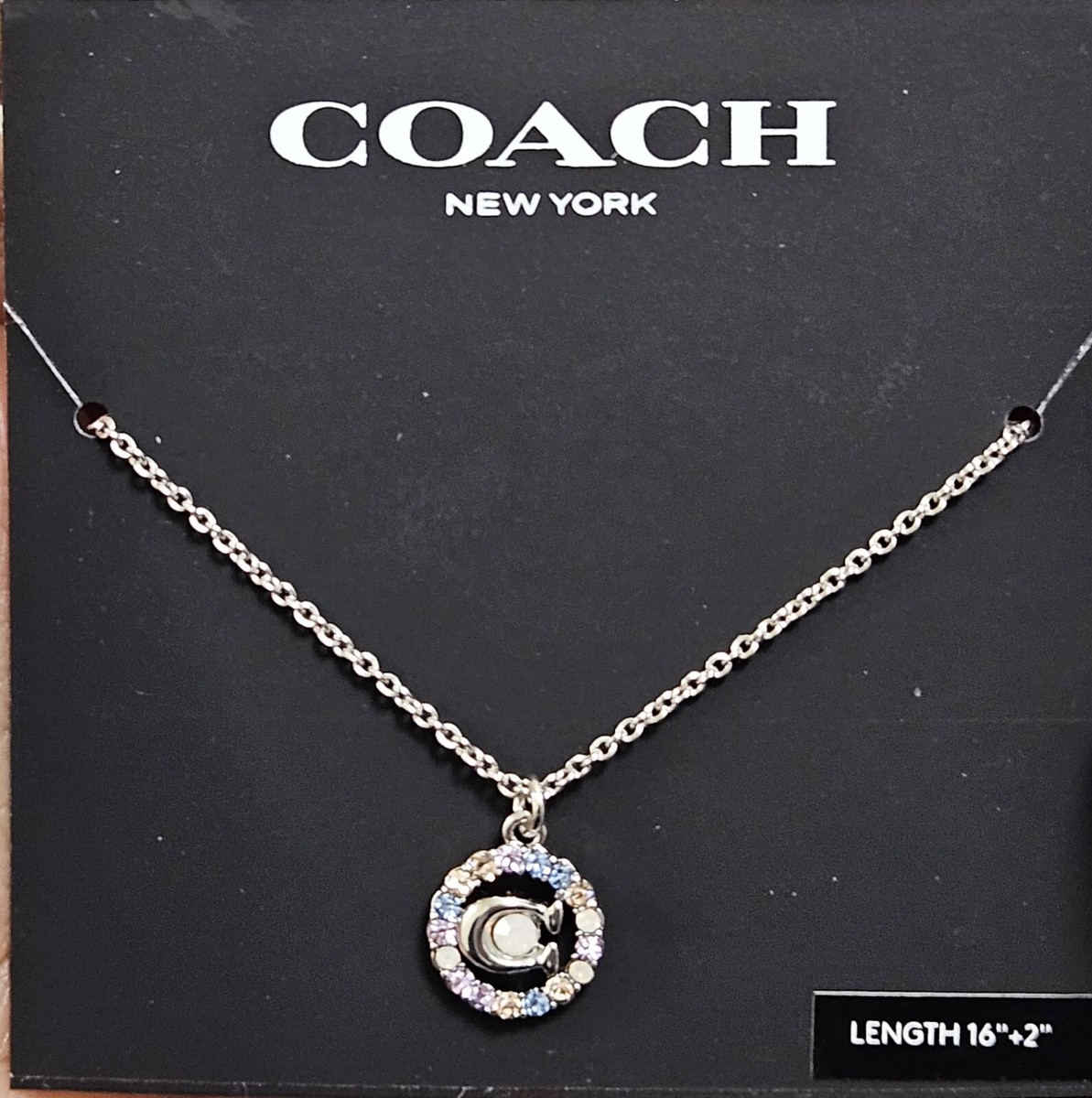 Coach Signature Logo Multicolor Crystal Rhinestones Silver