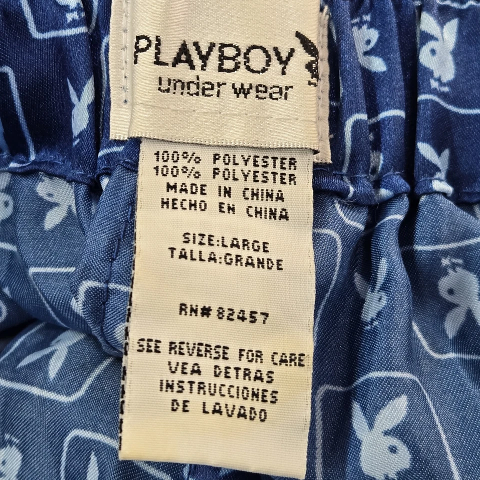 Playboy Hombres Ropa de Dormir L Azul Pijama Pantalones Gráfico Estampado Completo Bolsillos de Conejo Foto 3 de 4