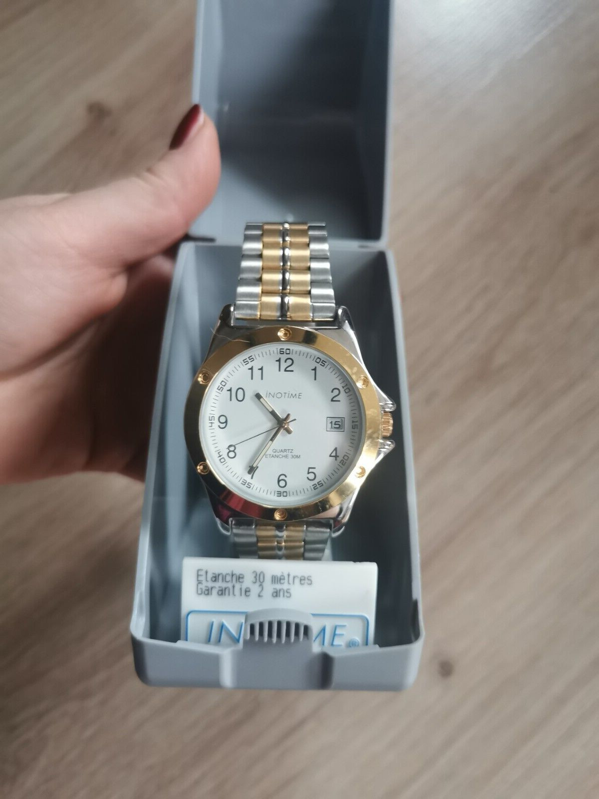 Montre Inotime quartz étanche 30m montre bracelet homme en acier inoxydable argenté