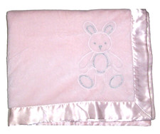 Blankets  Beyond Pink Bunny Applique Baby Blanket Satin Back Trim Security