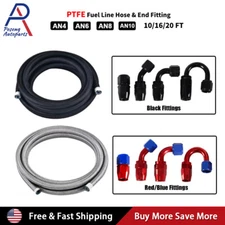 4AN 6AN 8AN 10AN 12AN PTFE Braided Fuel Hose Oil Gas Air & End Fittings Adapter 