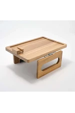 Cella Acaica Wood Sofa Arm Tray Snack Table w/ Tablet Holder