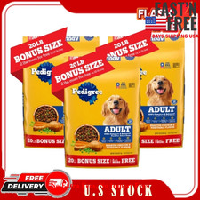3 Pack Pedigree Complete Nutrition Chicken Vegetable Dry Dog Food 20 lb, NEW