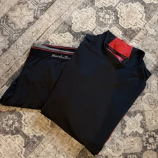 Men’s Nordic Track Base layer Set Pants And Top Black And Red XL