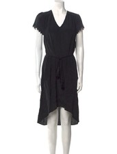Ulla Johnson Black High Low Dress Womens Medium Tassel Tie Boho Chic Flowy Midi
