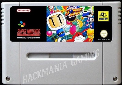 BOMBERMAN 5 Pal Snes Super Nintendo hack Super Mario World Chrono Trigger...