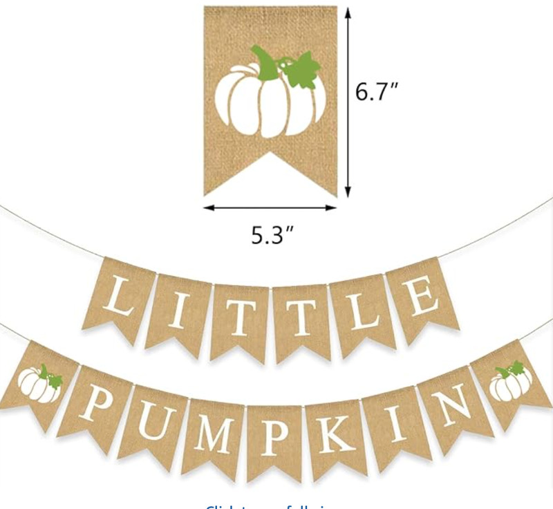 Little Pumpkin Burlap Banner Baby Shower Garland White Brand New in Packaging