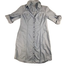 Guess Womens Button Down Denim Shirt Dress Blue 100% Cotton Midi Dress Size Med