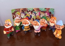 Vtg Set Lot 7 Disney Snow White Seven Dwarfs 5'' Rubber Squeaker Toys