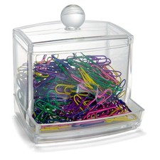 Officemate Self Dispensing Paper Clip Holder 250 Assorted Color Clips Clear