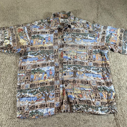 Vtg Reyn Spooner Shirt Men XL Guy Buffet Arrival Goelette Art Hawaiian Collectio