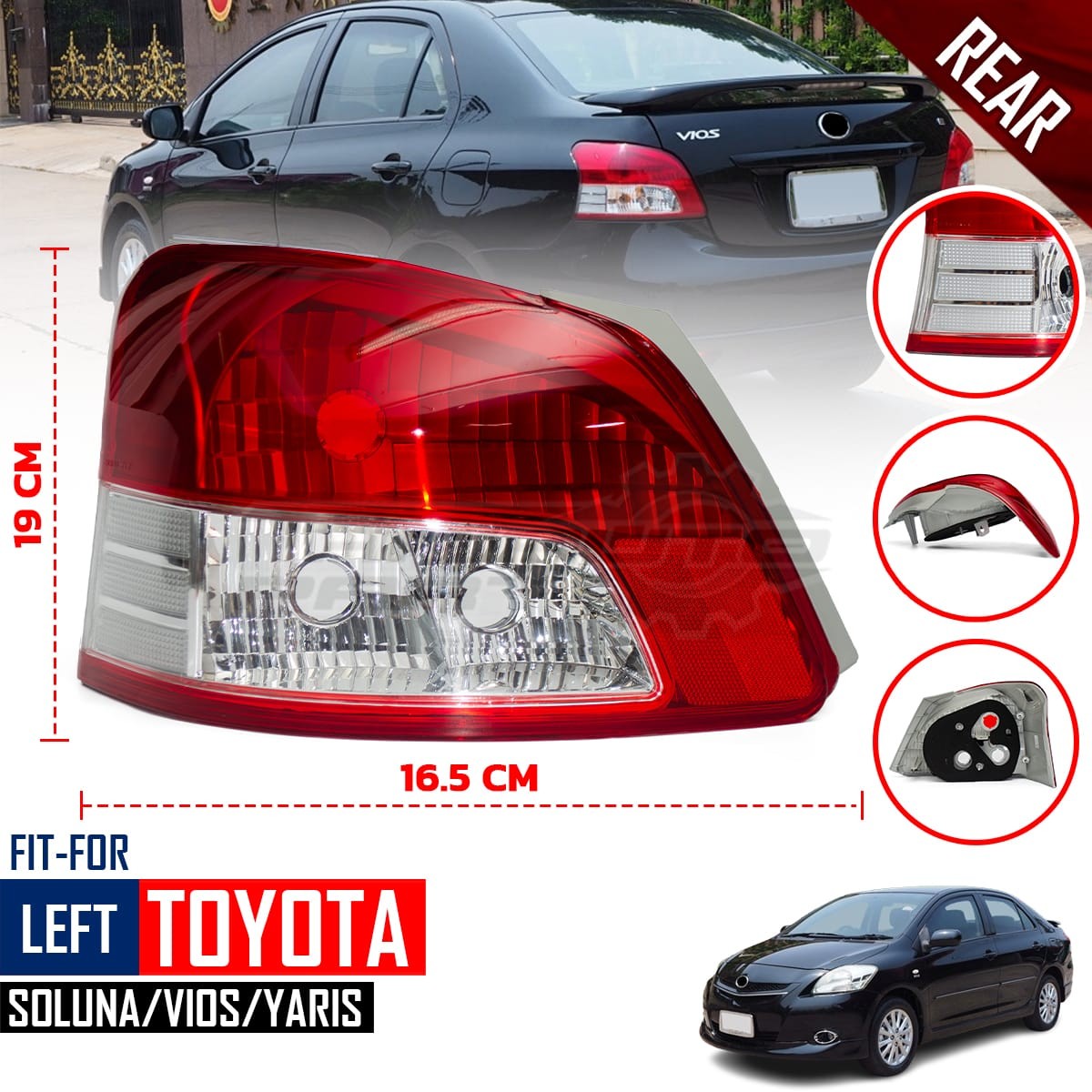 Rear Tail Light Lamp Left Left Lens Part Fit Toyota Soluna Vios