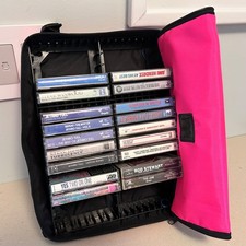  18 Cassette Tape Lot W/Hot Pink Soft Case 70s, 80s THE WHO, THE JAM, THE DOORS
