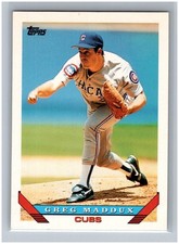 1993 Topps Greg Maddux #183 Chicago Cubs MLB Baseball HOF Hall of Fame Base Set