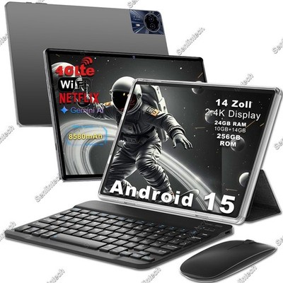 Tablet 14Zoll Android 15 24GB/22GB+256GB 5G WiFi 4G LTE 2SIM Netflix Tablets GPS