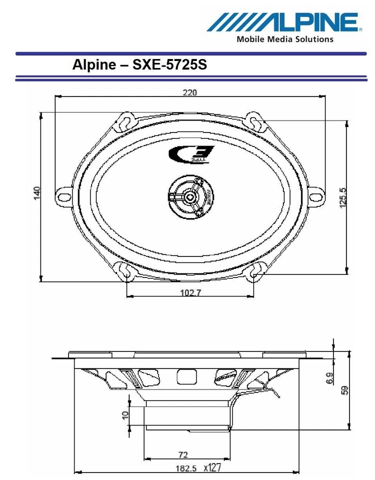Haut-parleurs coaxiaux 2 voies Alpine SXE-5725S 12,5 cm x 17,5 cm 5 x 7... - Photo 3/3