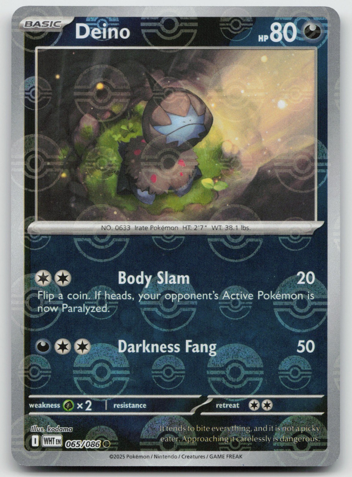 Deino (Poke Ball Pattern) Common Holo SV: White Flare 065/086 NM