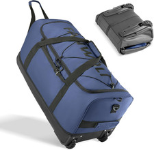 Collapsible  Expandable 100L-120L Large Rolling Duffle Bag - 30'' Waterproof Wh
