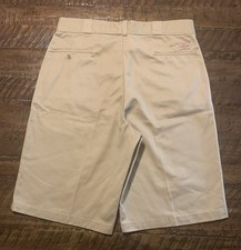 Vintage 90s USA Made Dickies Baggy Khaki Work Shorts W 37 Cholo Skate West Coast