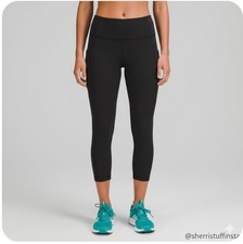 Lululemon Pace Rival Crop 22" Mid-Rise Black Luxtreme Running Leggings Size 2