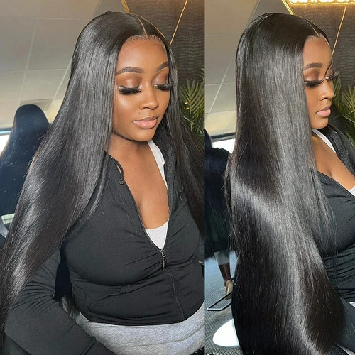 No Silk Human Hair 30 Inch HD Lace Wigs Straight 5x5 4x4 Glueless Closure - Picture 16 of 21
