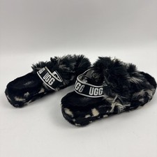 UGG Oh Yeah Slide Sheepskin Black Color Platform SLIPPER Size 9 USA