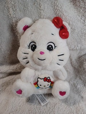 Care Bear HELLO KITTY Plush Toy Stuffed Animal 10'' Tall White With Red Bow