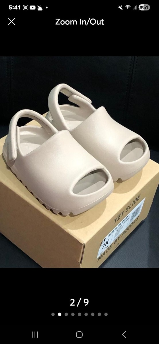 adidas Yeezy Slide Infant Pure Beige Rubber Sandals 7K Unisex Baby