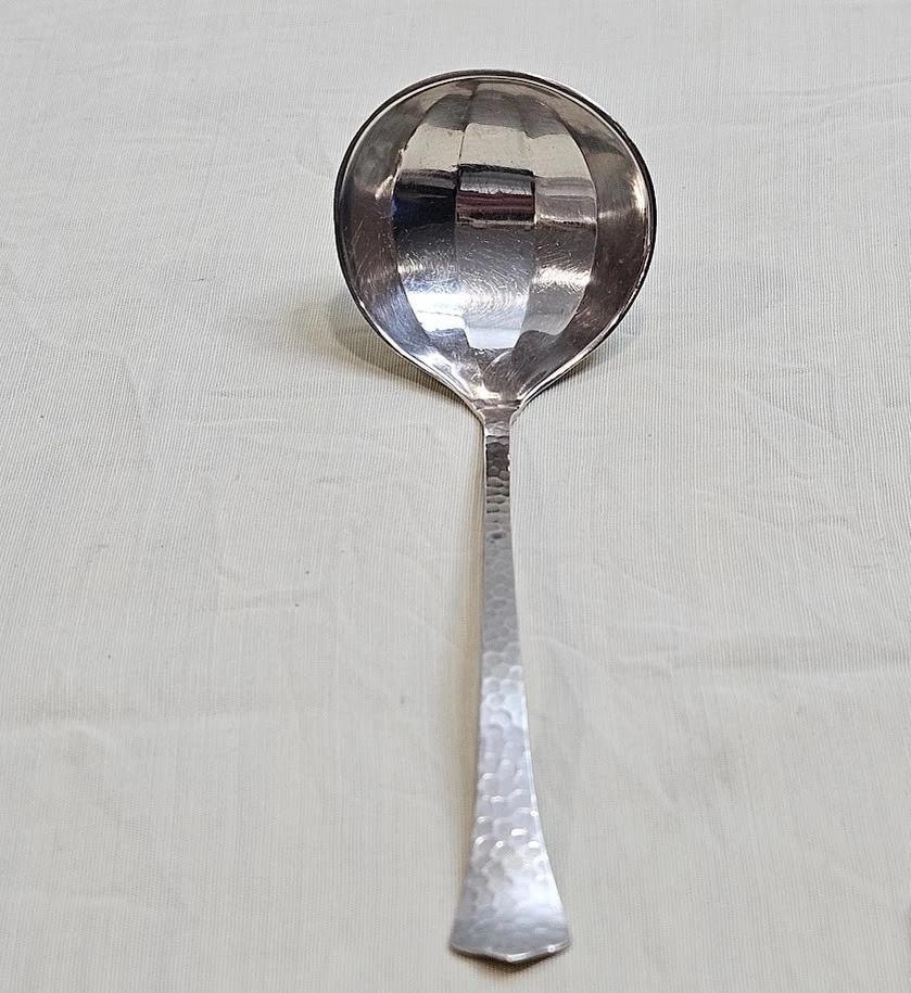 Baker Manchester Spartan Hammered Pattern Sterling Silver Gravy Spoon Vintage