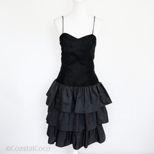 Vintage Positive Influence Velvet & Taffeta Tier Dress 7/8 Spaghetti Cocktail