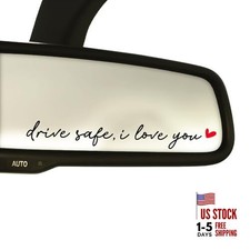 3 x Drive Safe I Love You Rearview Mirror Sticker, Waterproof Vinyl Black red