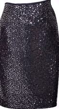 ST.JOHN Women's Knit Black Sequins Throughout Metallic Shimmer Skirt Sz 6