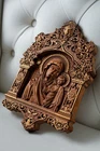 Blessed Virgin Mary of Kazan  wood carved Orthodox icon wall hanging art work