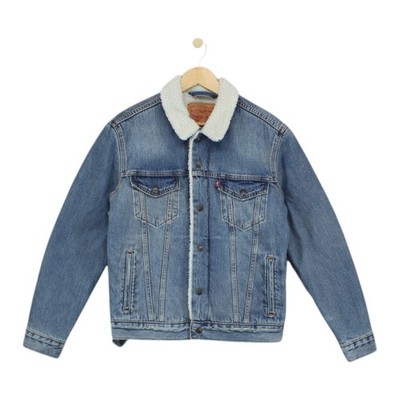 Levis Sherpa Jeansjacke Herren Größe S Blau Druckknopf Trucker