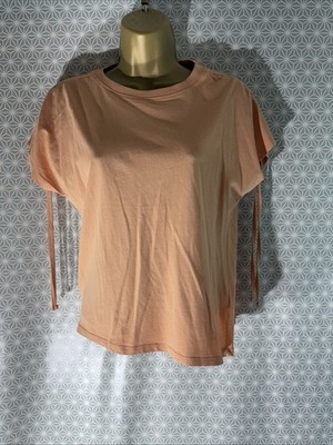 John Lewis Damen-T-Shirt klein orange Flügelärmel Rundhalsausschnitt Freizeit Jersey Oberteil