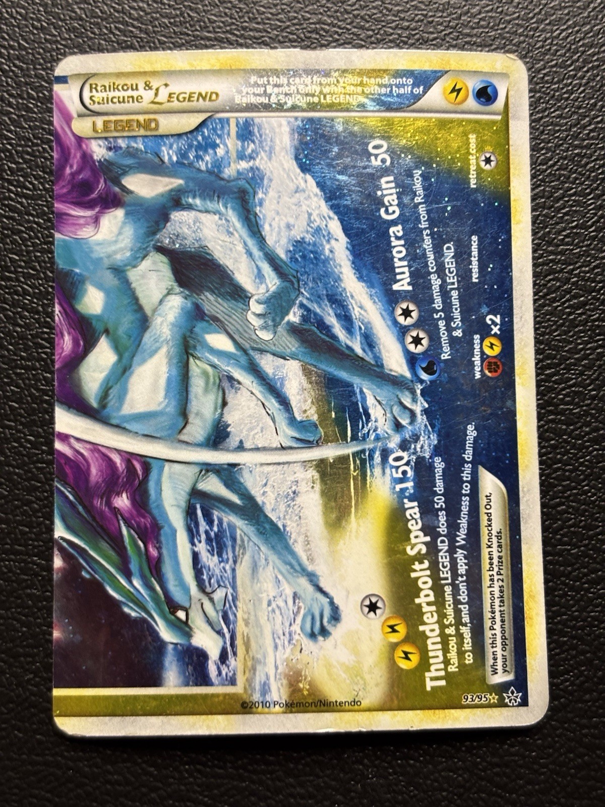 2010 Pokémon TCG Unleashed Raikou Suicune Legend Holo Card 93/95 Bottom HP