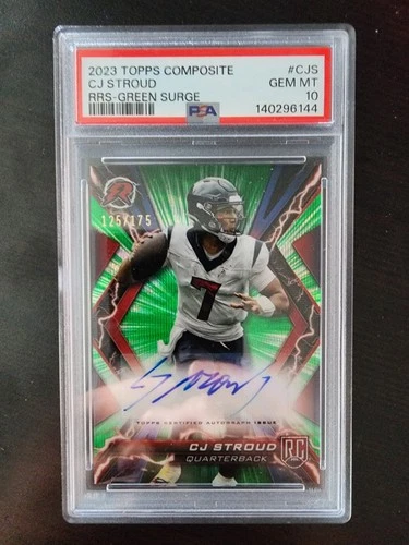 2023 TOPPS COMPOSITE RESURGENCE GREEN SURGE CJ STROUD RC 125/175 PSA 10 AUTO