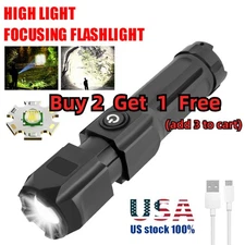 990000LM LED Flashlight Tactical Police Rechargeable Super Bright Torch Zoomable