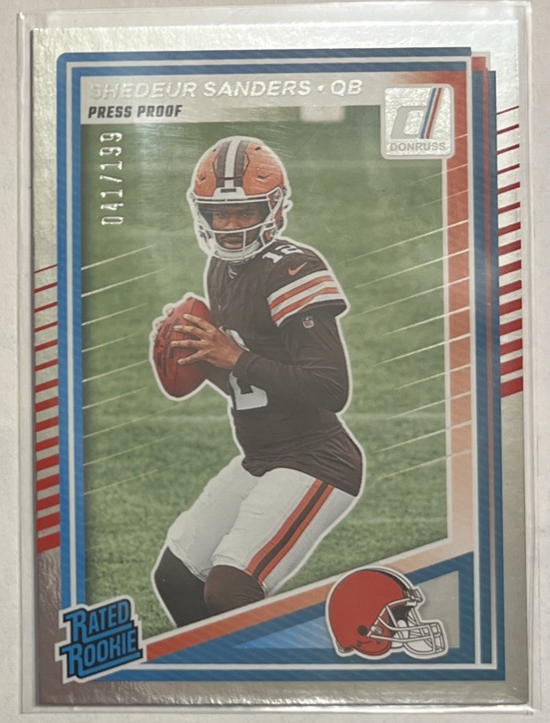 2025 Donruss Rated Rookie Rc Shedeur Sanders Press Proof Silver /199 Ssp #306