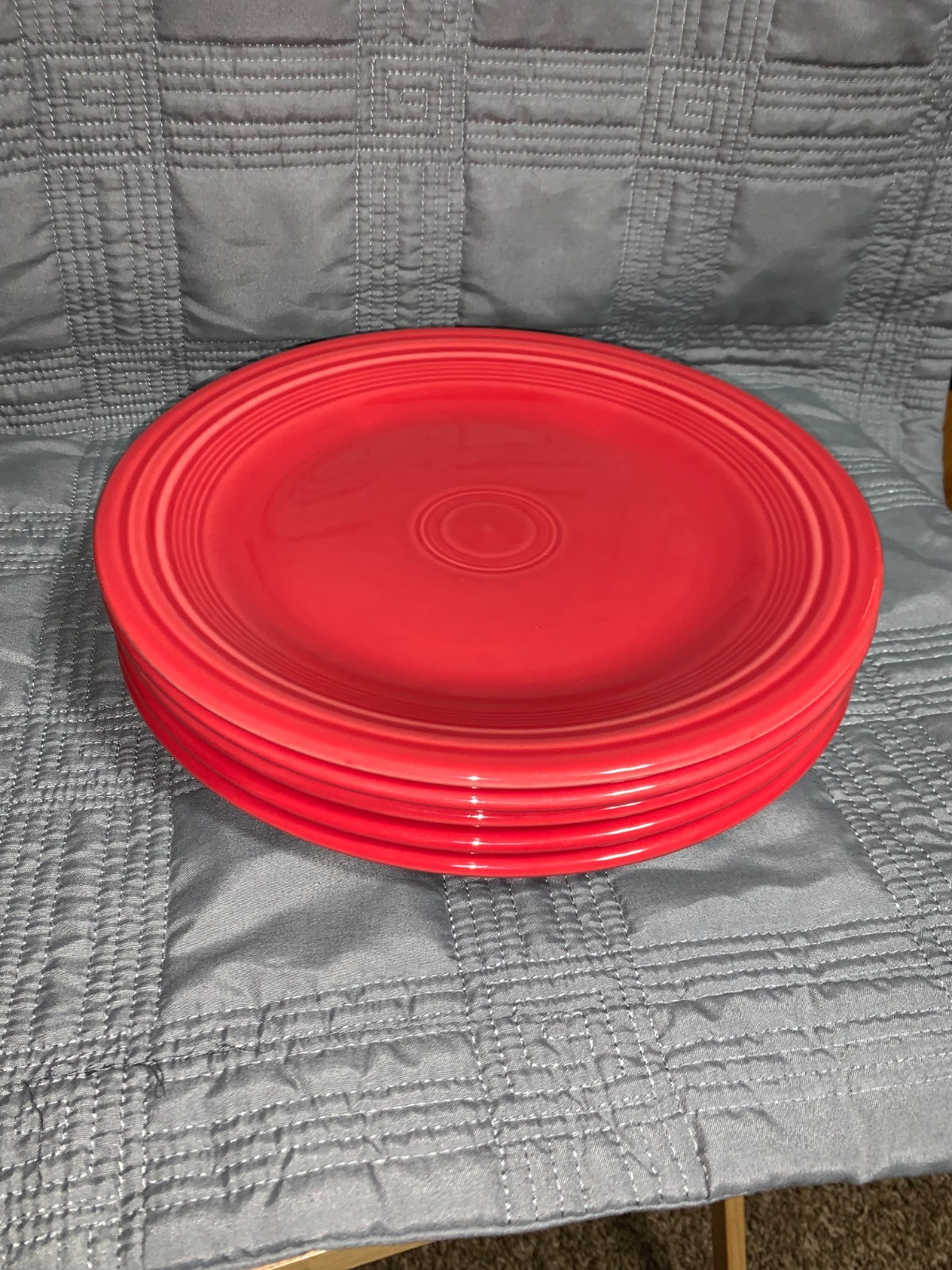 Fiesta Scarlet Red Set of 5 Fiesta ware 10.5” Dinner Plates Homer Laughlin Vtg