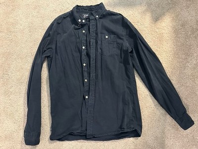 Preowned Superdry Navy Tailored Oxford Button Front Pocket Shirt - Men's Size M