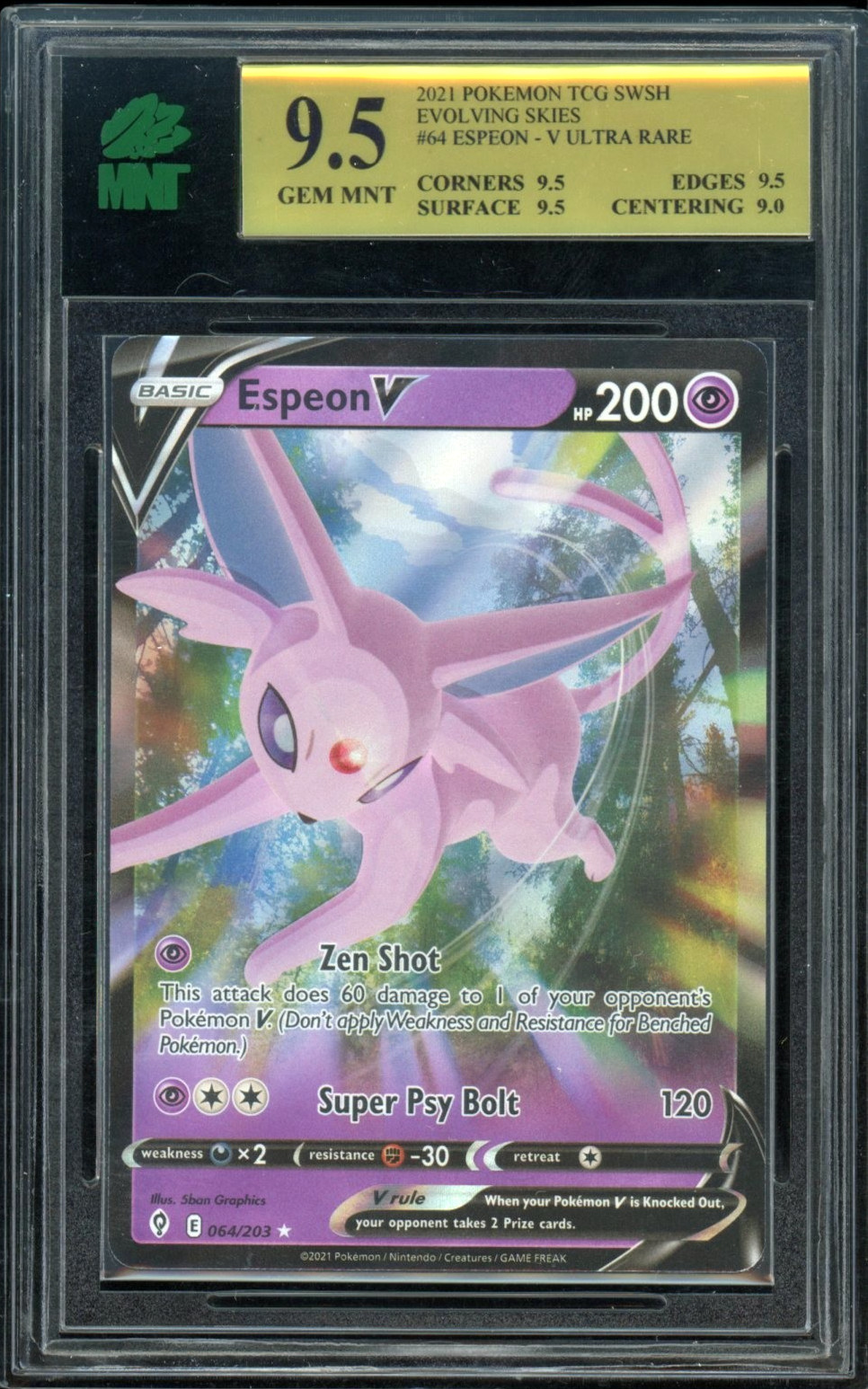 2021 Pokemon Evolving Skies #64 Espeon V MNT 9.5 Gem Mint