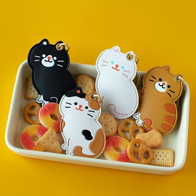 Lovely Cat Access Card Holder Keychain Funny Entrance Guard Card Protective Case