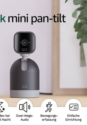 Blink Mini Pan-Tilt Überwachungskamera 360° HD-Video Alexa Schwarz/Weiß